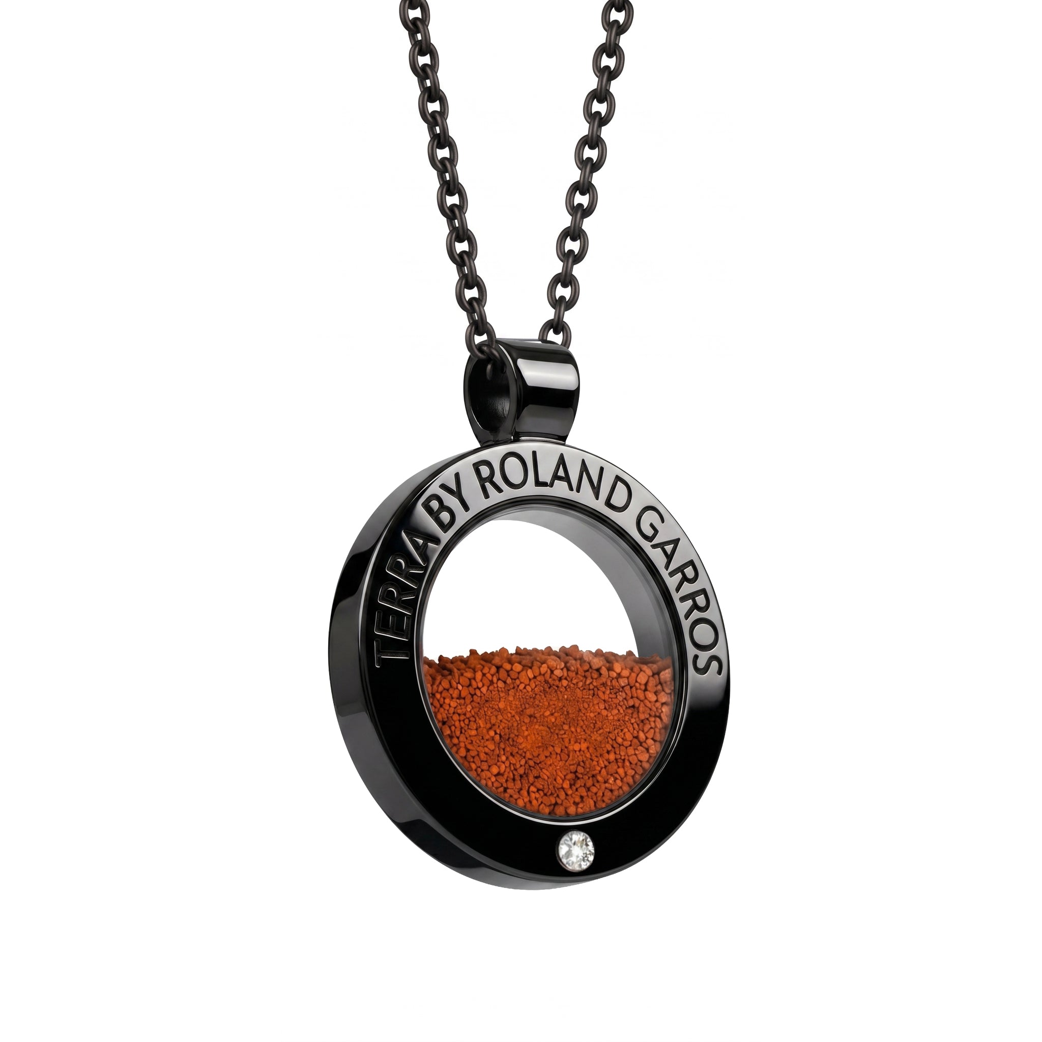 TERRA by Roland-Garros - ACCESS - Acier noir - Brillant - 1 Pierre - Grand - 31mm - profil
